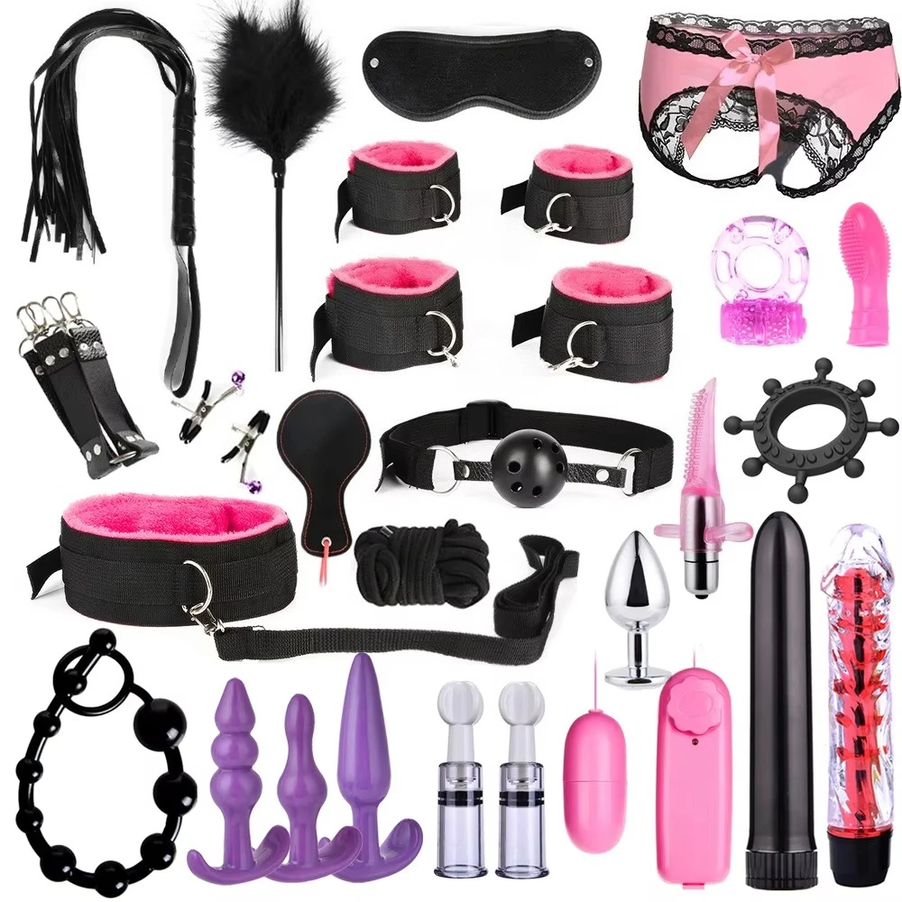 Party Games Couple - Çiftler için Deri BDSM Kiti, Kelepçeler,